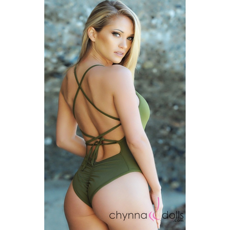 Phoenix: One Piece Adjustable Lace-up Back in Olive Green