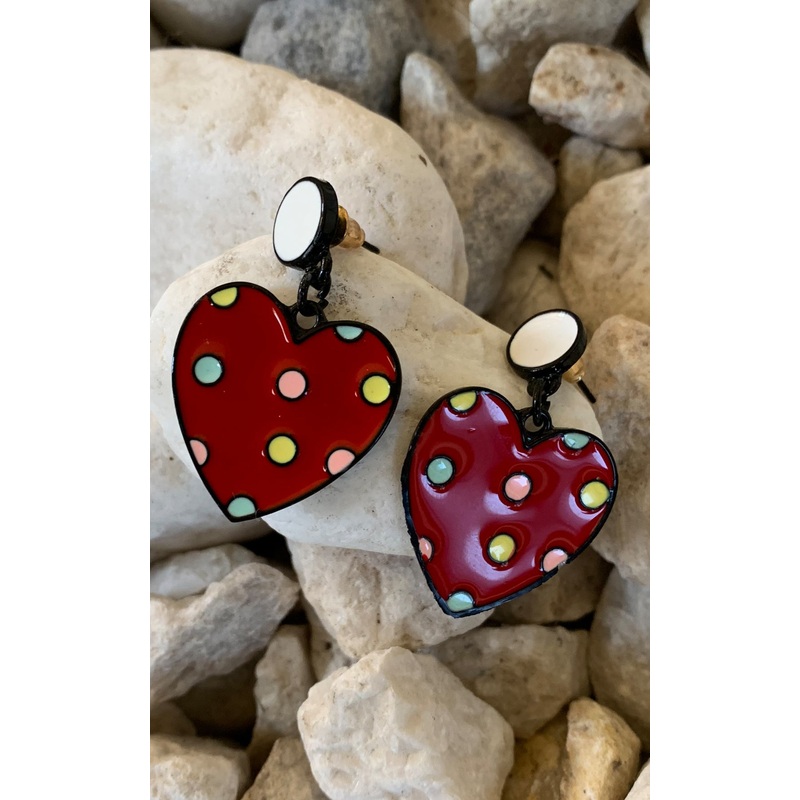 Earring: Polkadot Hearts