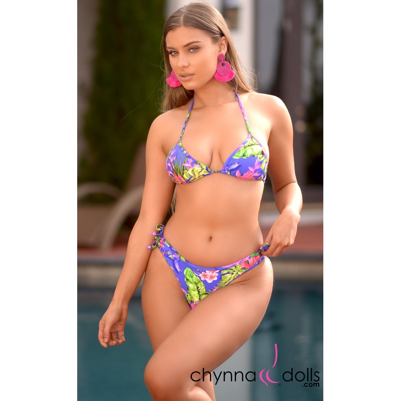 Hermosa: Double String Bathing Suit in Butterfly Tropical