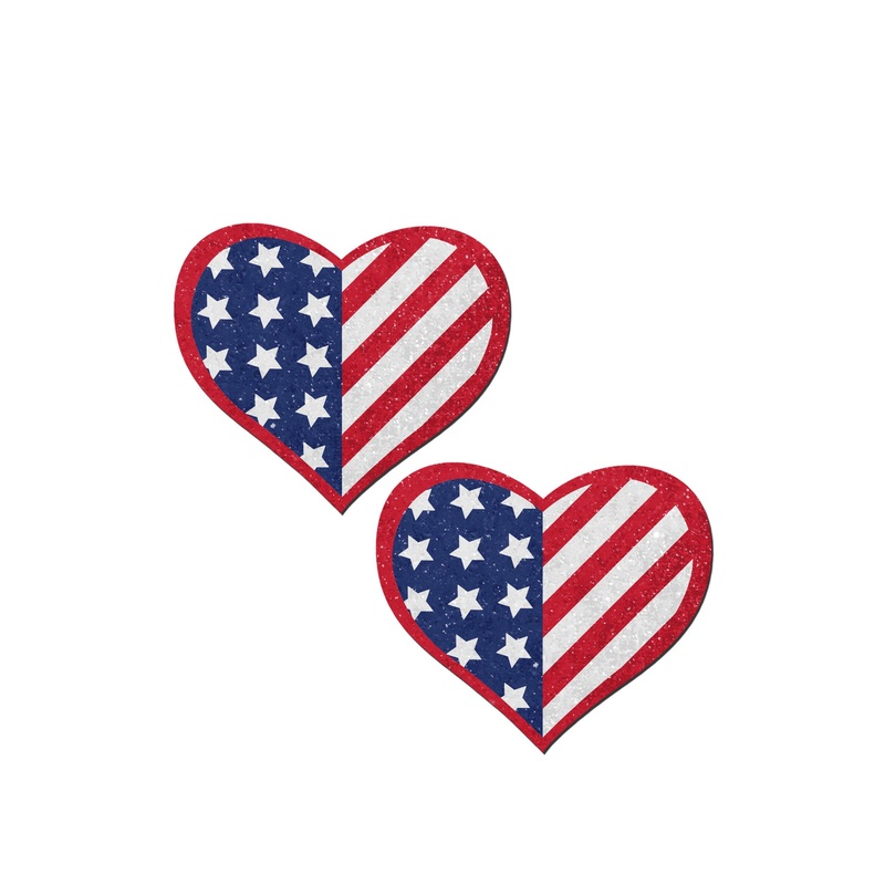 Pastease: Glittering Patriotic USA Red, White & Blue, Stars & Stripes Heart Pasties
