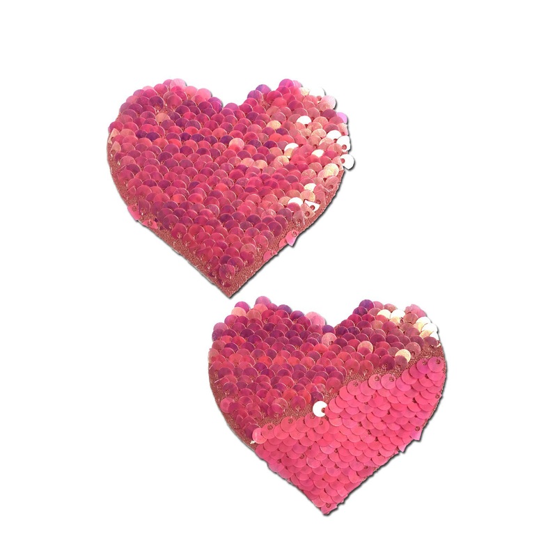 Pastease: Hot Pink & Matte Pink Color Changing Sequin Heart Pasties