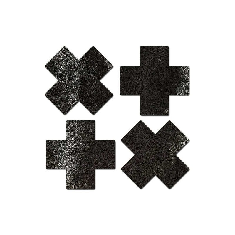Pastease: Two Pair of Small Liquid Black Cross Pasties
