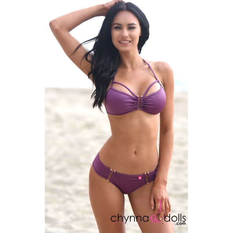 Zaria: "U" Brooch Bikini in Eggplant