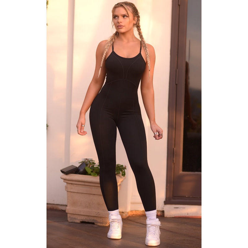 Bliss: Racer Back Jumpsuit in Black