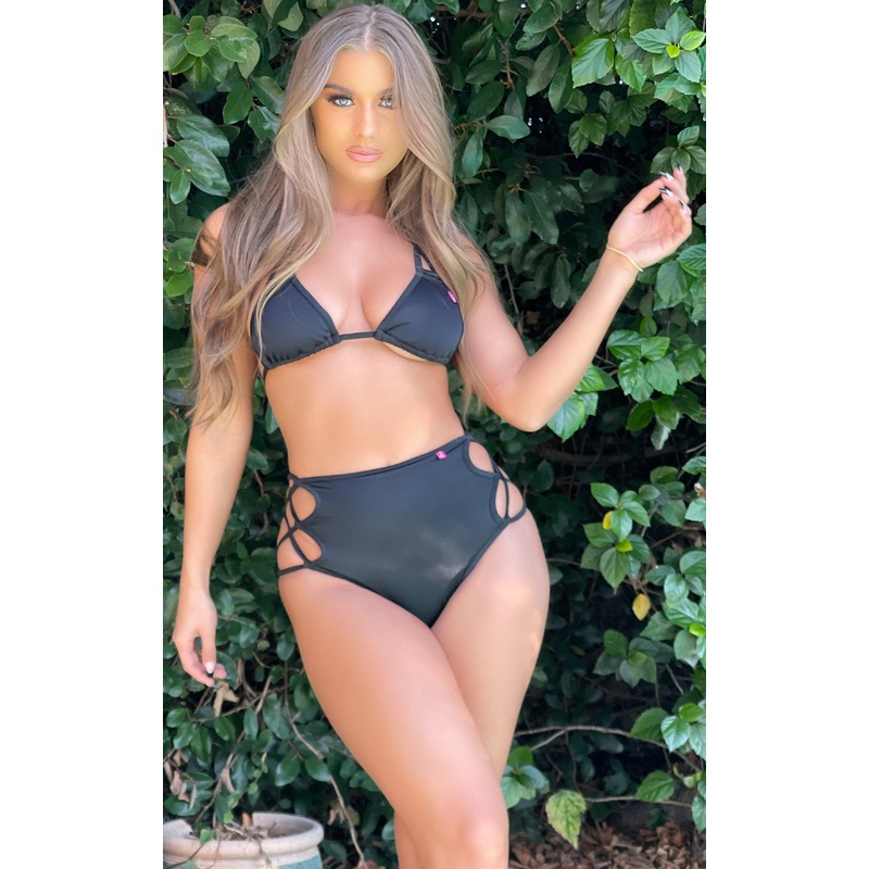 Catalina: Open Loop High Waisted Bikini in Black
