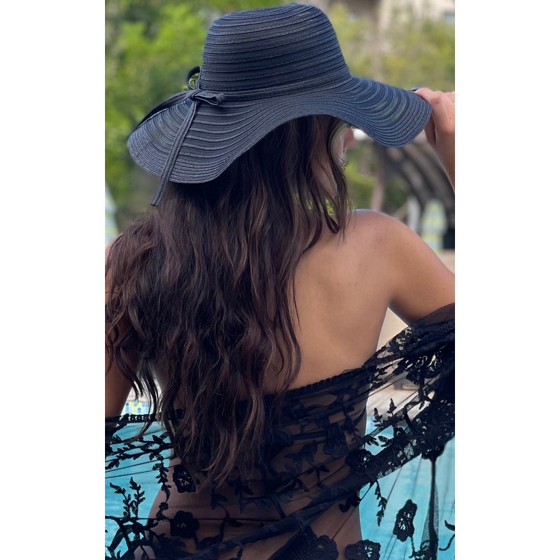 Hat: Sheer Black Floppy Hat