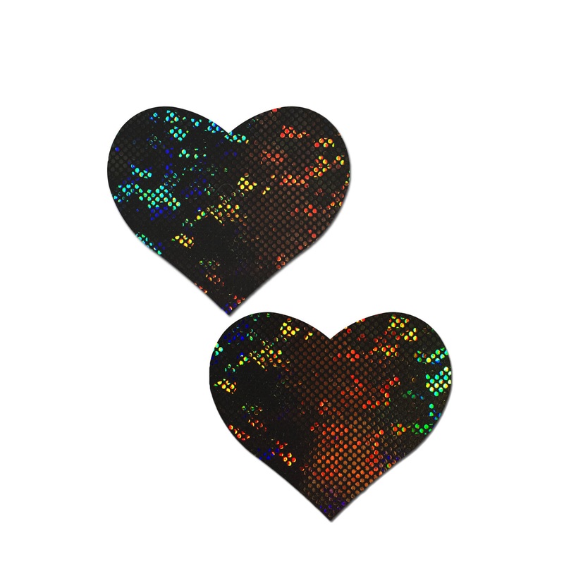 Pastease: Shattered Glass Disco Ball Black Heart Pasties
