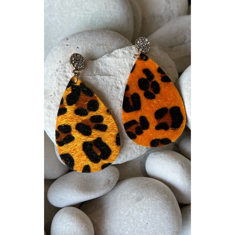 Earring: Textured Leopard Teardrop Earrings