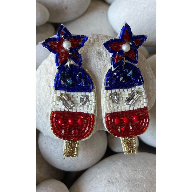 Earring: USA Beaded Popsicle Earrings