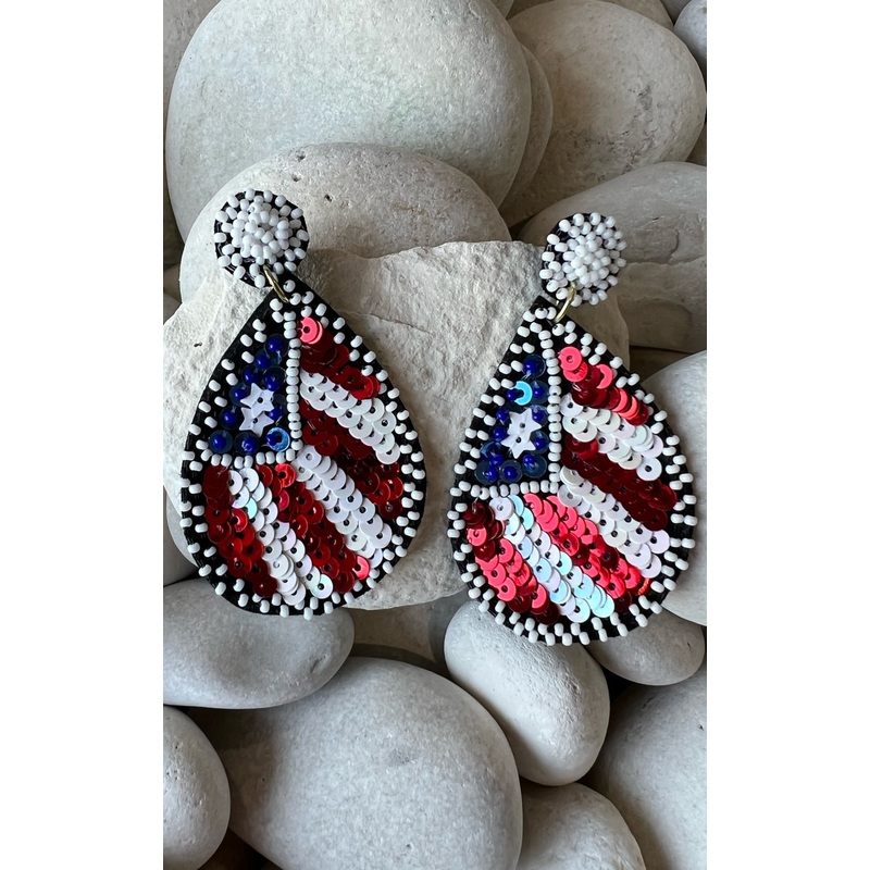 Earring: USA Beaded Teardrop Earrings