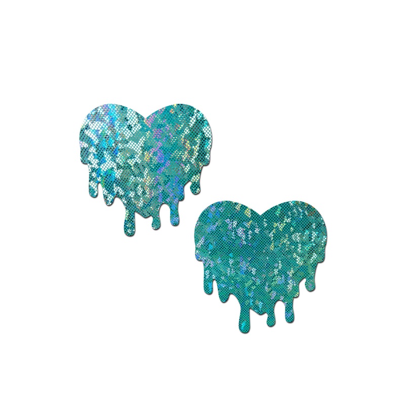 Pastease: Shattered Glass Disco Ball Seafoam Melty Heart Pasties