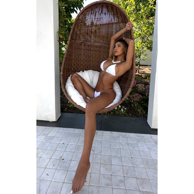 Cari: Thong Bikini with Clear Straps in White