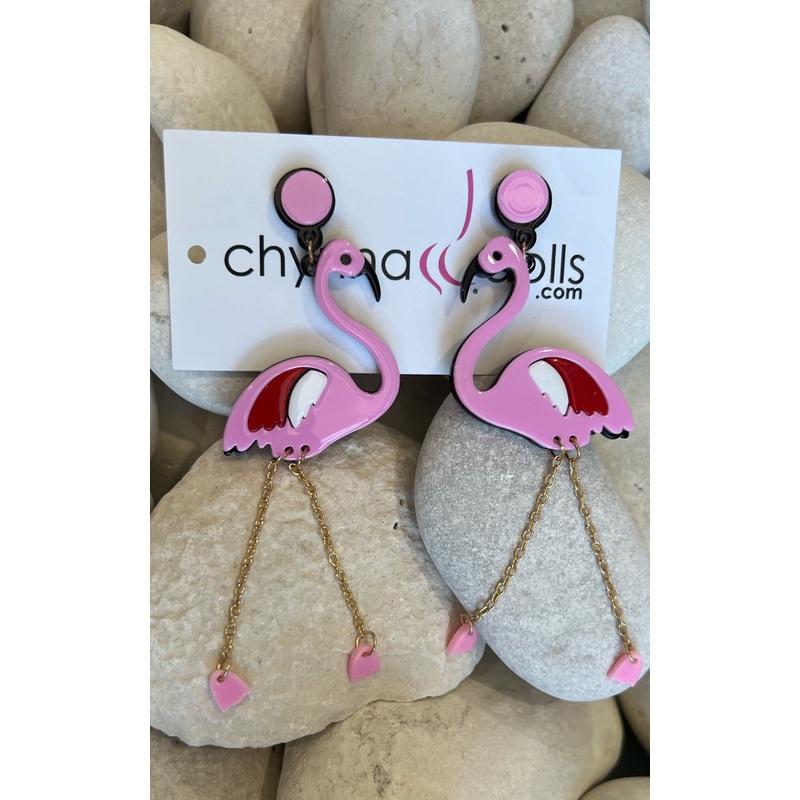 Earring: Acrylic Flamingo Earrings