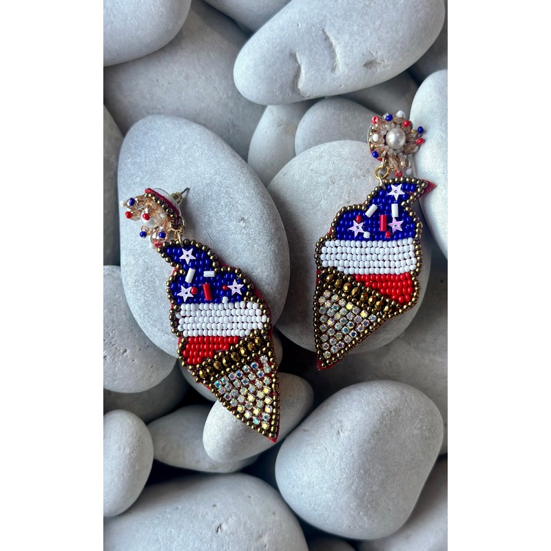 Earring: USA Beaded Ice Cream Earrings