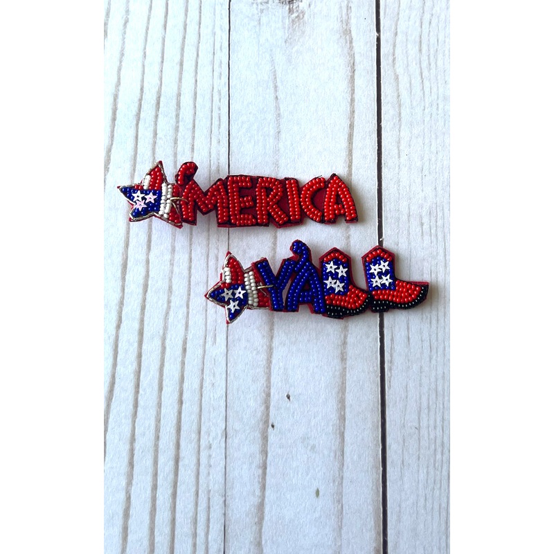 Earring: USA Beaded 'Merica Y'all Earrings
