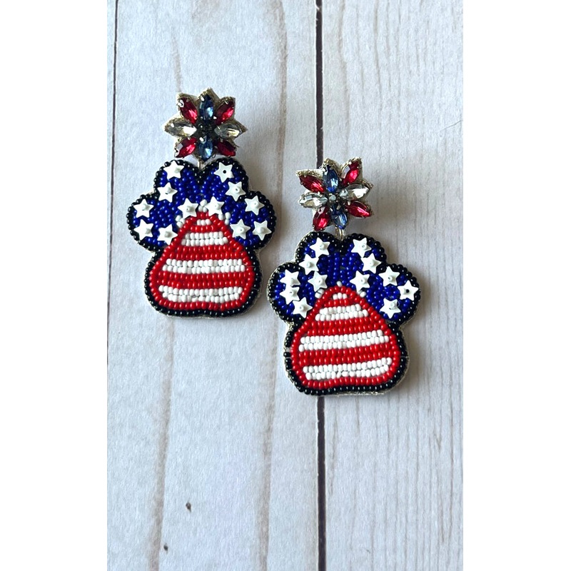 Earring: USA Beaded Paw Earrings