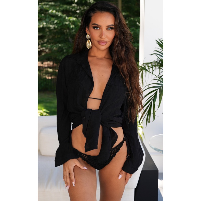 Cover Me Up: Linen Shirt in Black