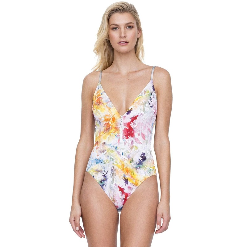 Gottex Aquarelle V-Neck One-Piece Swimsuit