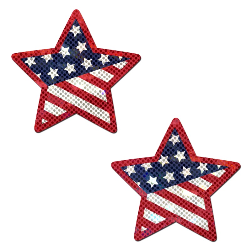 Pastease: Glittering Patriotic USA Red, White & Blue, Stars & Stripes Star Pasties