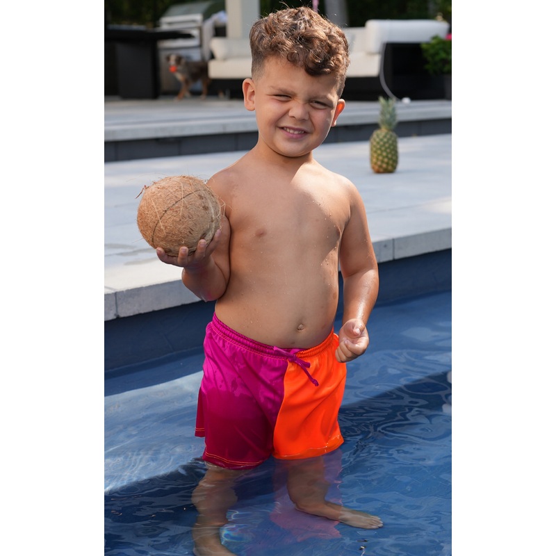 Renz: Boy's Shorts in Magenta x Neon Orange