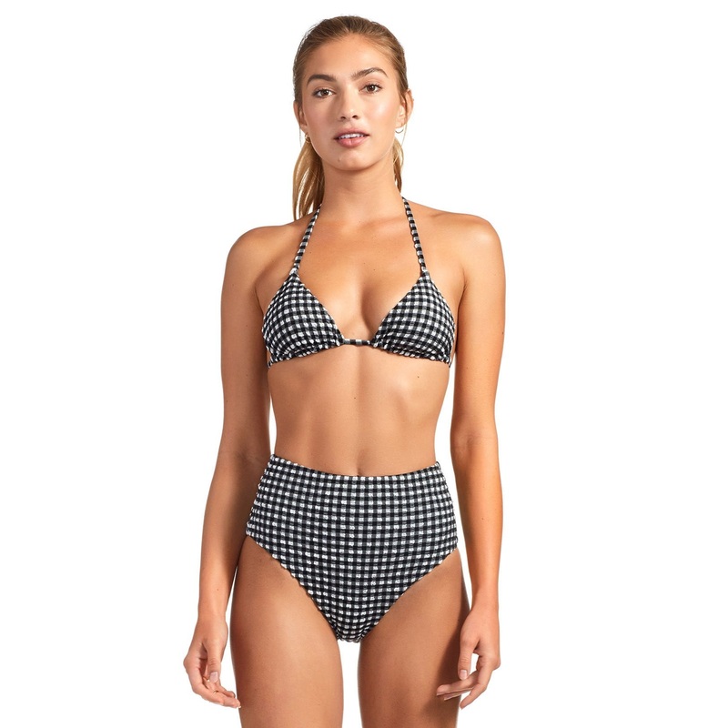 Vitamin A Gia Reversible Triangle Bikini Top in Vichy Black