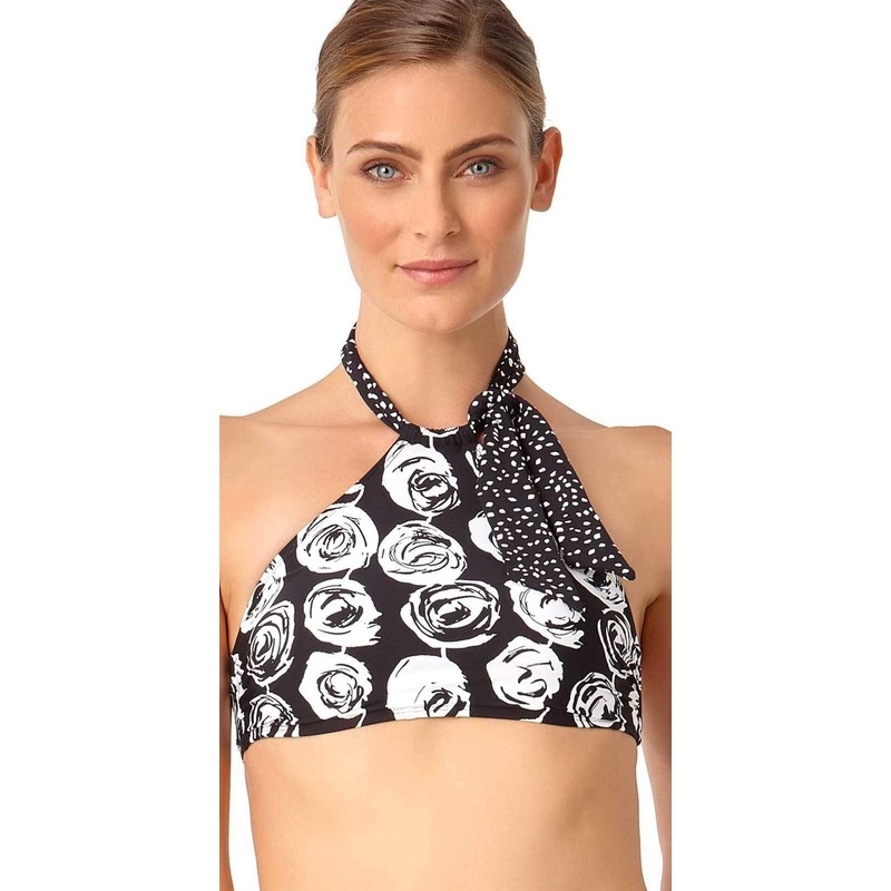 Anne Cole Coming Up Roses High Neck Bikini Top