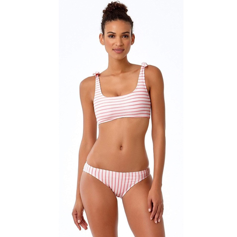 Anne Cole Studio Coral and White Striped Bikini Top