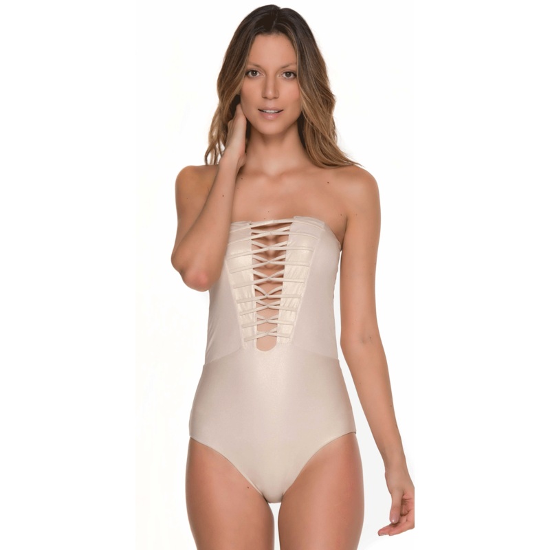Malai Glam Fishbone One Piece In Gold  OP0111-GLD