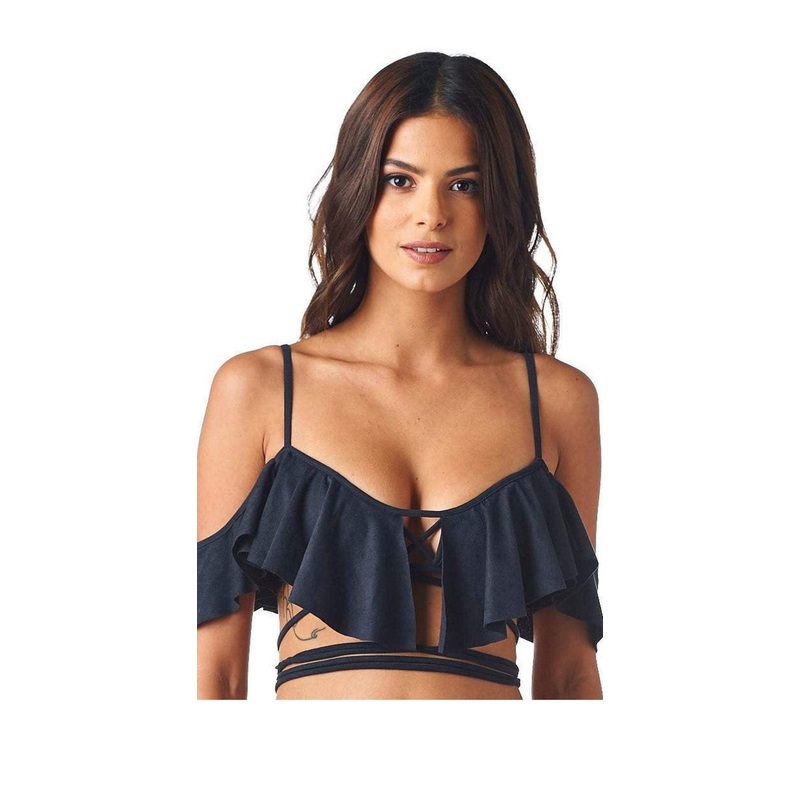 Montce Faux Suede La Caletta Top in Black