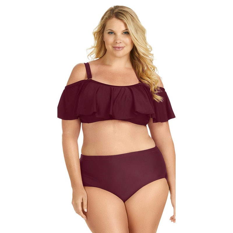 Raisins Curve Tortuga Flounce Top in Maroon Y840027-MAR