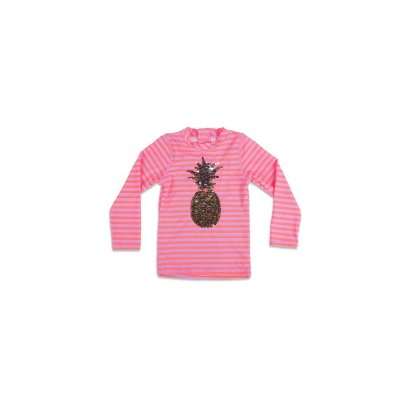Shade Critters Girls Magic Sequin Pineapple Rash-Guard Top