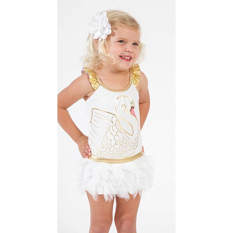 Shade Critters Little Girl's Swan Princess One Piece with Skirt SS024