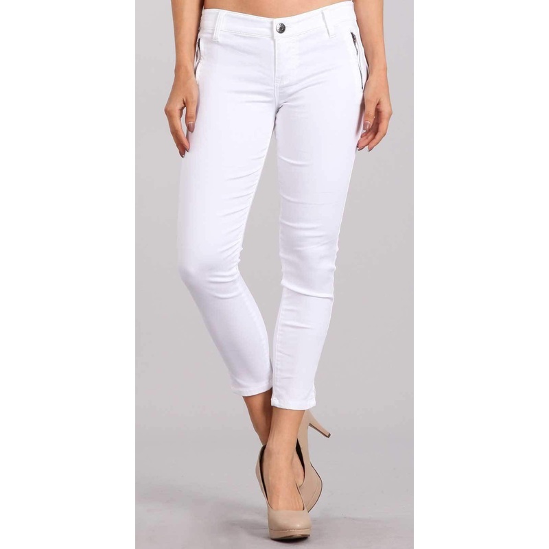 Celebrity Pink Skinny Mid Rise Crop Pant In White CJ40104SG