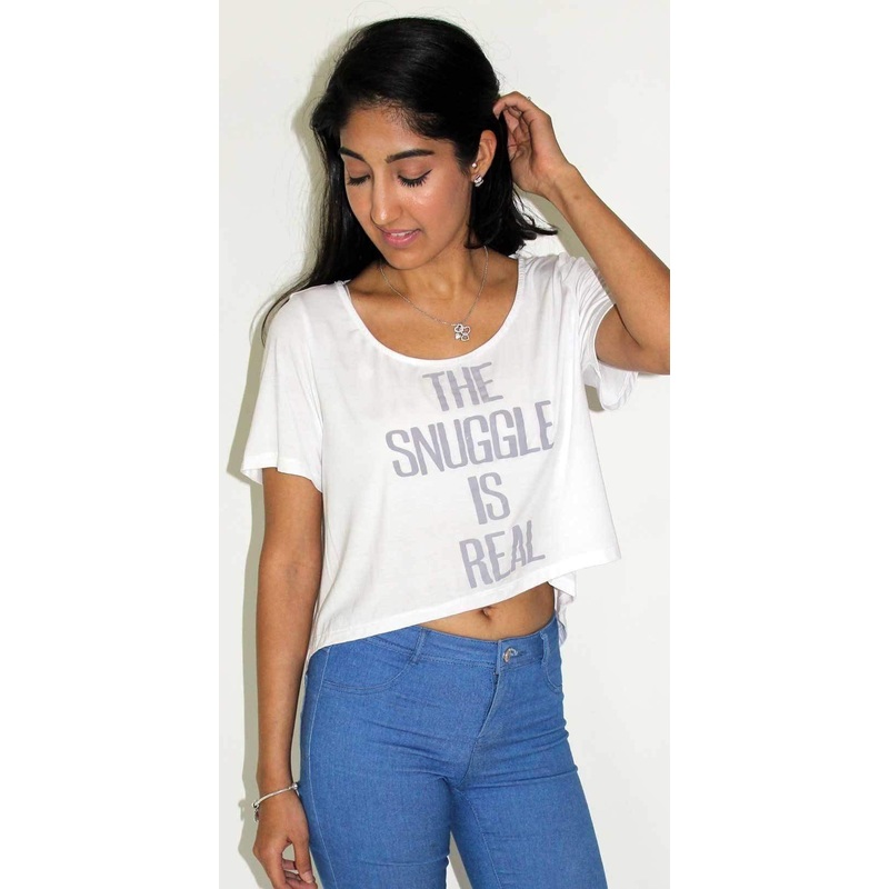 Ete Apparel The Snuggle is Real Crop Top T Shirt in White 1-13-WHT-TSIR-17-P