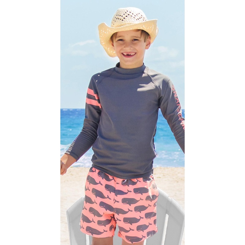Snapperrock Boy's Arm Band Long Sleeve Rashguard Top in Steel Grey B20056L