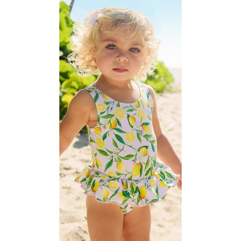 Snapperrock Little Girl's Lemon Skirted Swimsuit G13078