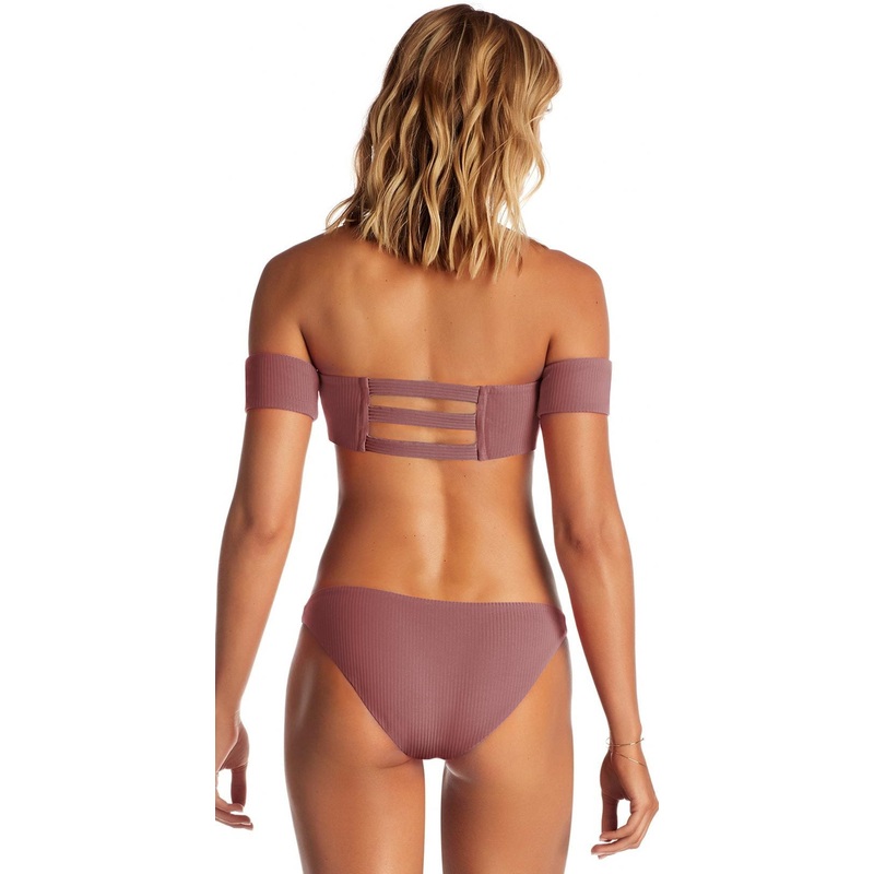 Vitamin A Luciana Ribbed Bikini Bottom in Dusty Rose
