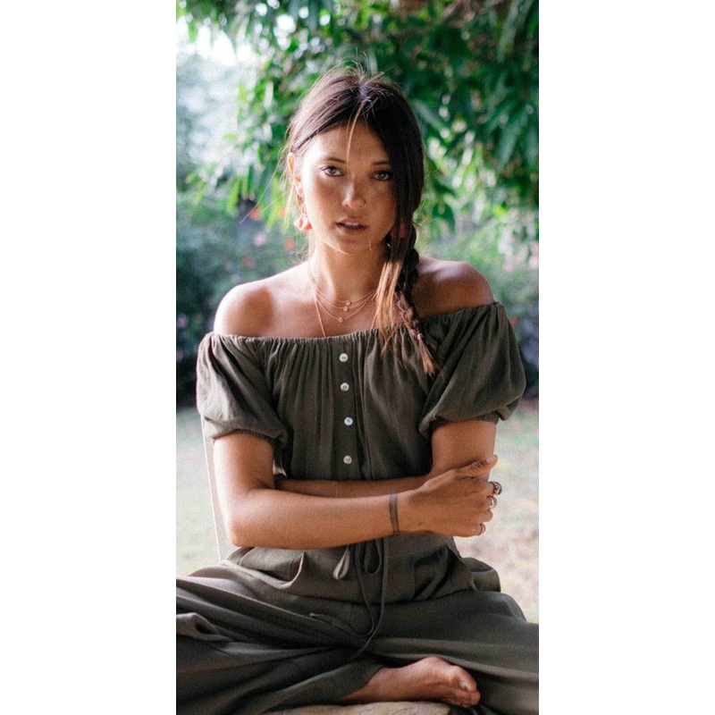 XIX Palms Aspen Abroad Top In Hunter Green