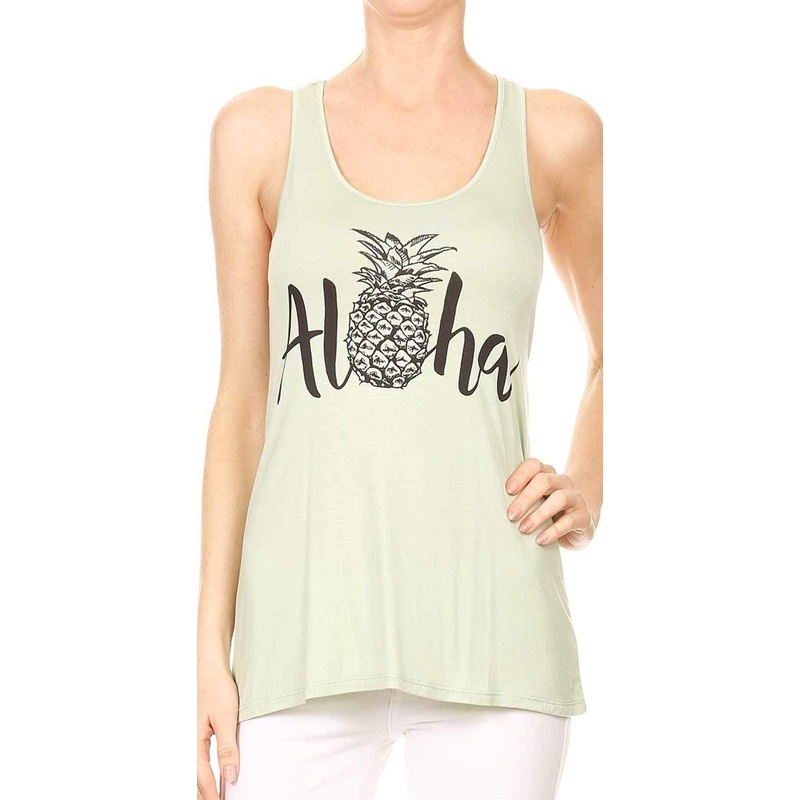Bear Dance Aloha Tee with Pineapple in Light Green G1024