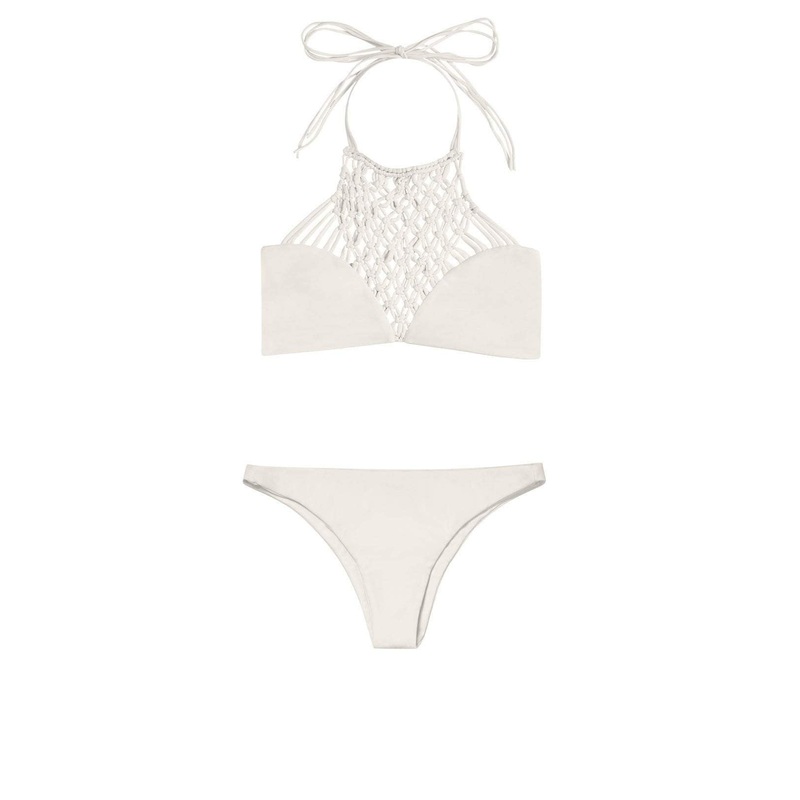 Mikoh Lanikai High Neck Halter Top in Bone 1LNK16-SOLBON