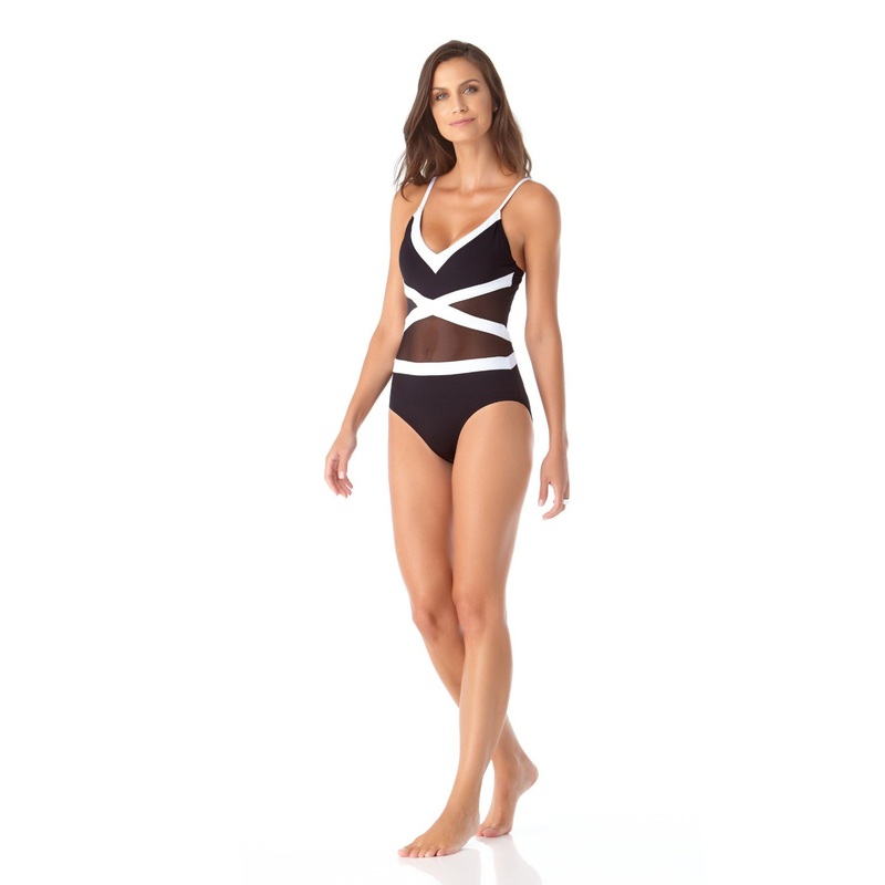 Anne Cole Hot Mesh Spliced Mesh One Piece Swimsuit