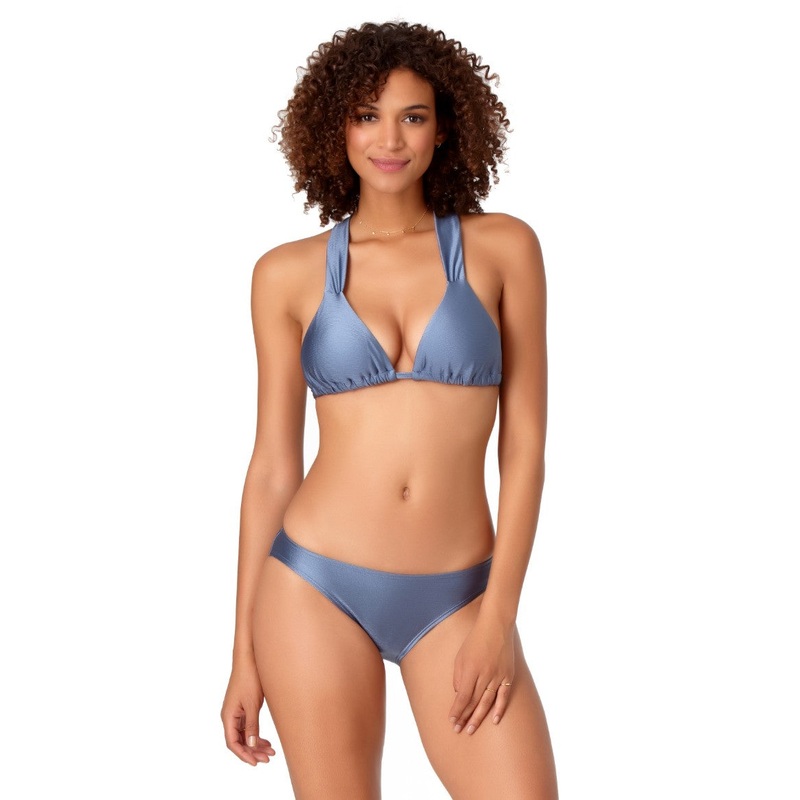 Anne Cole Studio Cross Back Triangle Bikini Top in Pewter
