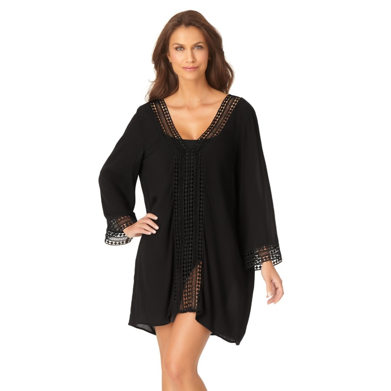 Anne Cole V-Neck Tunic Cover-up in Black
