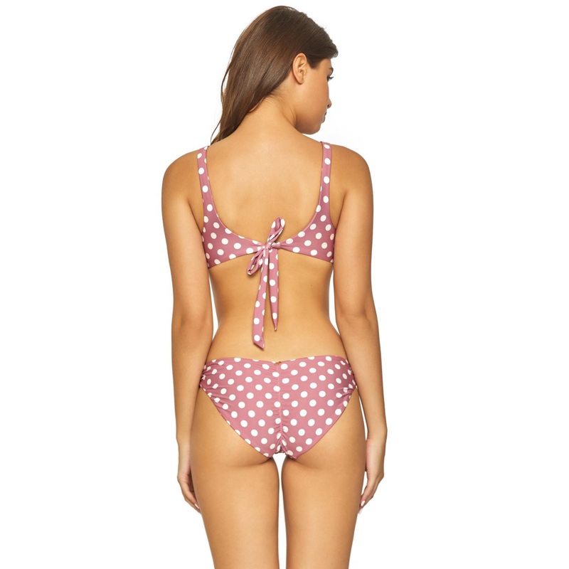 PilyQ Dot Basic Ruched Full Coverage Bikini Bottom