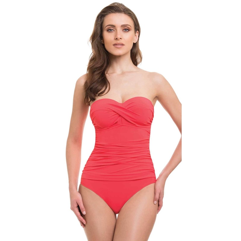 Profile By Gottex Cross Bandeau One Piece in Coral E837-2D04-611