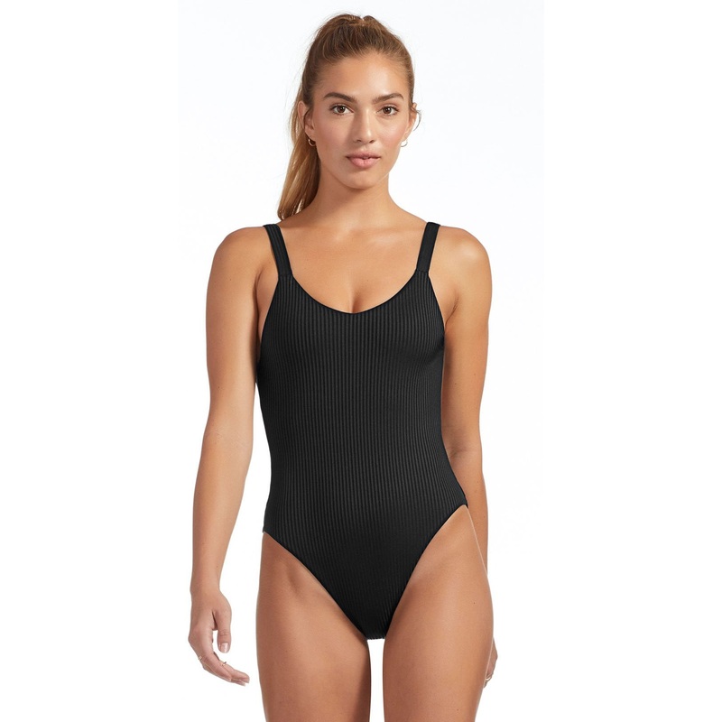 Vitamin A EcoRib Leah Full Coverage One Piece Swimsuit in Black