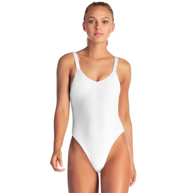 Vitamin A EcoRib Leah Full Coverage One Piece Swimsuit in White