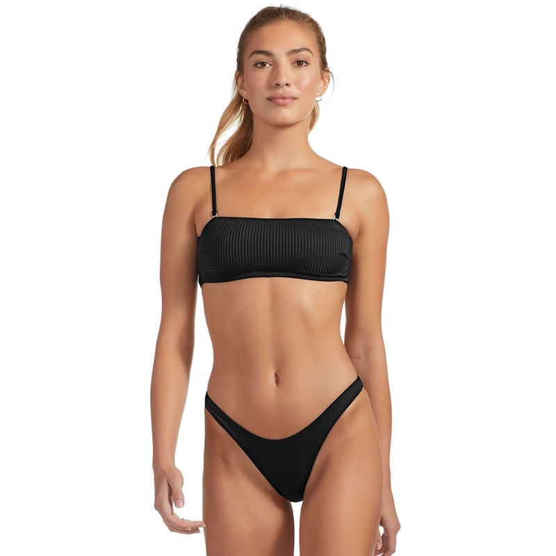 Vitamin A EcoRib Mila Bikini Top in Black