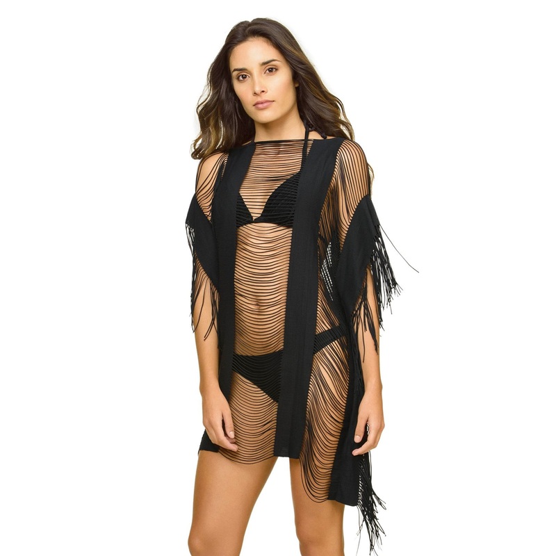 PilyQ Black Gold Monique Cover Up in Black