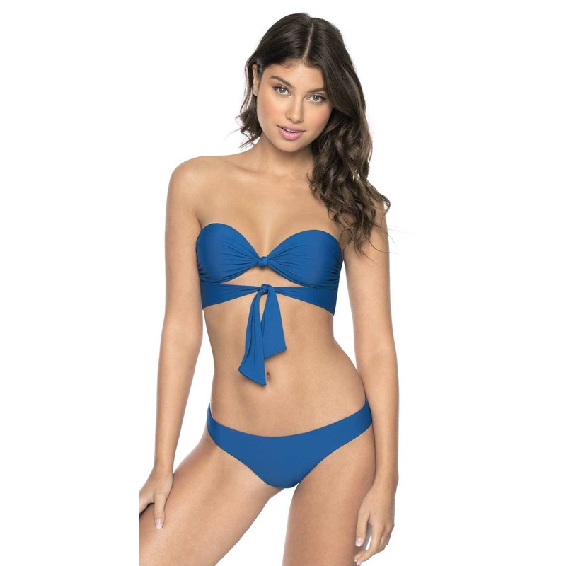 PilyQ Island Blue Knot Tie Bikini Bandeau Top